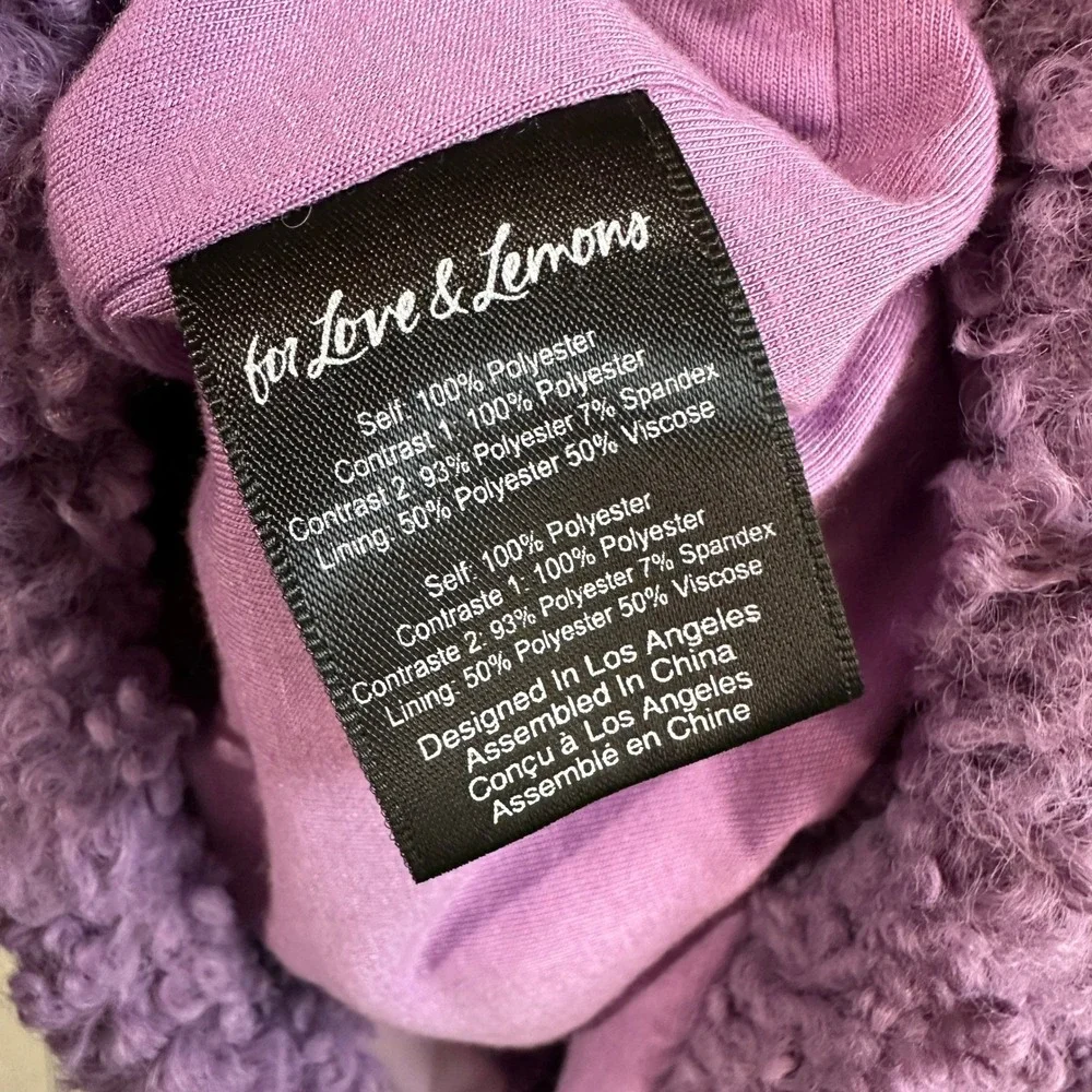 For Love & Lemons Cozy Zip Up‎ Sherpa Colorblock Fleece Jacket Womens Small NWT